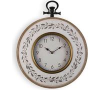 Versa Metz Horloge murale décorative pour la cuisine, le salon, la salle à manger ou la chambre à coucher, dimensions (H x L x P x H) 50 x 6,5 x 40 cm, MDF bois et métal, couleur blanc et marron