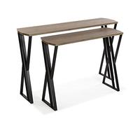 Versa Oakland Meuble d'Entrée Étroit pour Entrée ou Couloir, Table Console, Ensemble de 2, Dimensions (H x l x L) 75 x 30 x 120 cm, Bois et métal, Couleur: Marron et Noir