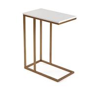 Versa Padua Table d'appoint pour Le Salon, la Chambre ou la Cuisine. Table Basse auxiliaire Moderne, Dimensions (H x l x L) 61 x 26 x 46 cm, Bois et métal, Couleur: Or et Blanc