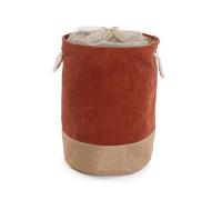 Versa Panier à Linge en Velours côtelé Style Contemporain, Dimensions (H x L x l) 52 x 39 x 39 cm, Orange