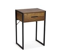 Versa Pilu Table de Chevet Petite Table Décoration ou Table d'appoint pour la Chambre ou Le Salon Meuble Rangement, avec 1 tiroir, (H x l x L) 60 x 30 x 41 cm, Bois et métal, Couleur: Marron et Noir
