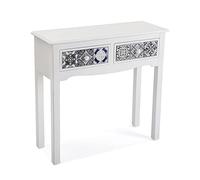 Versa Pireo Meuble d'Entrée Étroit pour Entrée ou Couloir, Table Console, avec 2 tiroirs, Dimensions (H x l x L) 78 x 30 x 81 cm, Bois MDF, Couleur: Blanc