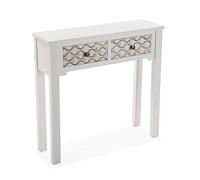 Versa Safira Meuble d'Entrée Étroit pour Entrée ou Couloir, Table Console, avec 2 tiroirs, Dimensions (H x l x L) 79 x 25 x 80 cm, Bois, Couleur: Blanc et Marron