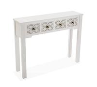 Versa Safira Meuble d'Entrée Étroit pour Entrée ou Couloir, Table Console, avec 4 tiroirs, Dimensions (H x l x L) 79 x 25 x 97 cm, Bois, Couleur: Blanc et Marron