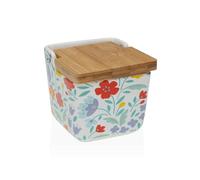 Versa Salière avec couvercle fleurs en céramique 10 x 15 x 10 cm