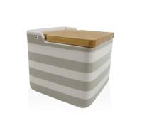 Versa Salière avec Couvercle Gris céramique Bambou Dolomite Rayures 12,2 x 11,5 x 12,2 cm