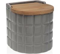 Versa Salière avec couvercle Gris Damier Céramique Bambou Dolomite 11 x 11 x 11 cm - Brand EAN : 8420327541567