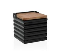 Versa Salière avec Couvercle Rayures Noires en céramique Bambou Dolomite 11 x 11 x 11 cm