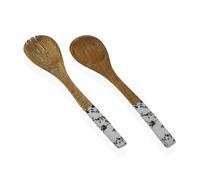 Versa Set d'ustensiles pour Cuisine Fleurs Champ Bambou Porcelaine Bois de manguier