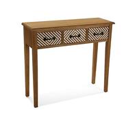 Versa Severn Meuble d'Entrée Étroit pour Entrée ou Couloir, Table Console, avec 3 tiroirs, Dimensions (H x l x L) 80 x 30 x 90,5 cm, Bois, Couleur: Marron