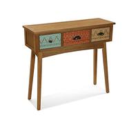 Versa Shikar Meuble d'Entrée Étroit pour Entrée ou Couloir, Table Console, avec 3 tiroirs, Dimensions (H x l x L) 80,5 x 30 x 90 cm, Bois, Couleur: Marron