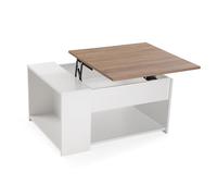 Versa Table Basse Extensible, Style Industriel, 42 x 80 x 60 cm, MDF et métal, Blanc