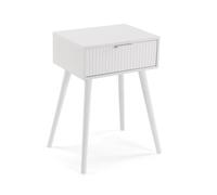 Versa Table de Chevet Nolan Blanche, Style Moderne, 59 x 40 x 30 cm, MDF et pin, Blanc