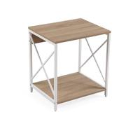 Versa Table de Chevet, Style Moderne, 54 x 48 x 40 cm, Bois MDF et métal, Beige et Blanc