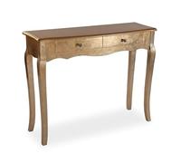 Versa Table Entrée Dorée, Style Fusion-Chic, 80x100x35 cm (H,L,P), Bois Laqué, Or, Doré