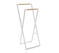 Versa Toallero, Soporte Para toallas, Plegable, 2 soportes, Medidas (Al x L x an) 45 x 40 x 110 cm, Bambú, Color Marrón y Blanco