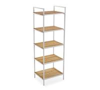 Versa Willow Armoire de Salle de Bain, Commode pour Organiser, Rangement Moderne, Rayonnage d'organisation avec 5 étagères, Dimensions (H x l x L) 120 x 32,5 x 39 cm, Bambou et métal, Couleur: Blanc