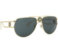 Versace Lunettes de soleil VE2225 100287 Monture métal or, verres gris Pilote Homme