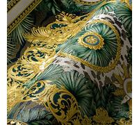 Versace Papier peint mural 387034 – Feuilles de palmier, vert doré blanc, 10,05×0,70 m