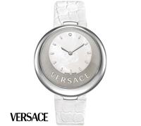 Versace 87Q99D498S001 Perpetuelle argent blanc Bracelet cuir Montre Femme NOUVELLE
