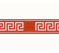 Versace 935221 WALLPAPER Bordure géométrique graphique 5 m x 0,13 m Rouge métallique Blanc Design de luxe fabriqué en Allemagne
