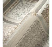 VERSACE Baroque Floral 387042 Gris Beige Argent Blanc Logo Medusa 10,05x0,70m