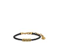 Versace - Bracelet Greca en Cuir - Homme - Accessoires - Noir - Taille: ONE Size