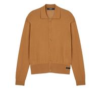 Versace - Cardigan Polo en Tricot Soie-Coton - Homme - Pulls - Brun - Taille: XL