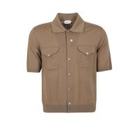 Versace - Chemise à Manches Courtes en Tricot de Laine - Homme - Chemises - Brun - Taille: M