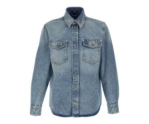 Versace - Chemise Ample En Denim Ornée - Homme - Chemises - Bleu - Taille: L