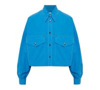 Versace - Chemise Courte en Popeline de Coton - Femme - Blouses et Chemises - Bleu - Taille: 36 FR