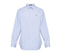 Versace - Chemise Slim à Rayures en Popeline de Coton - Homme - Chemises - Bleu - Taille: L