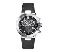 Versace - Chronographe Bracelet en Cuir Montre à Quartz avec Date - Homme - Accessoires - Noir - Taille: ONE Size