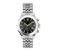 Versace - Chronographe Signature Acier Cadran Noir Montre - Homme - Accessoires - Gris - Taille: ONE Size