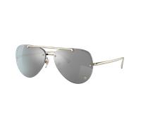 Versace Femme Sunglass VE2231 - Couleur du Monture: Or Pâle, Couleur de Lentille: Gris clair Effet miroir Agent