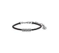 Versace - Greca Leather Bracelet - Homme - Accessoires - Gris - Taille: ONE Size