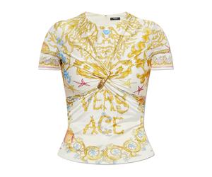 Versace - Haut avec drapage décoratif et une épingle de sûreté - Femme - Tops - Beige - Taille: 34 FR