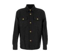 Versace, Homme, Chemises, Noir, Taille: M Manteau noir à motif léopard