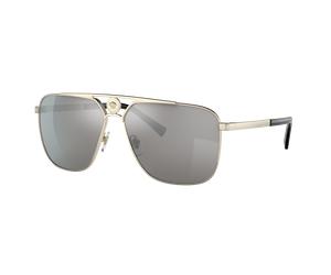 Versace Homme Sunglass VE2238 - Couleur du Monture: Or Pâle, Couleur de Lentille: Gris clair Effet miroir Agent