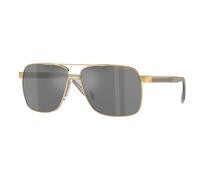 Versace Homme VE2174 1002Z3 Lunettes de soleil Acier Or Gris Carré Polarisé
