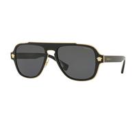 Versace Homme VE2199 100281 Lunettes de soleil Métal Noir Gris Géométrique Polarisé