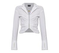 Versace Jeans Couture - Chemise en coton avec drapé - Femme - Blouses et Chemises - Blanc - Taille: 42 FR