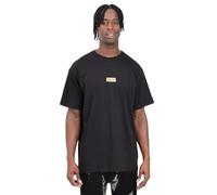VERSACE JEANS COUTURE T-shirt à manches courtes noir pour homme fini par étiquette avec logo institutionnel, Noir , XXL