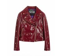 VERSACE JEANS COUTURE Veste En Cuir Rouge Biker Blazer Manteau Iconique Rare S