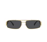 Versace - Lunettes de soleil rectangulaires avec verres gris foncé et monture dorée - unisex - Accessoires - Jaune - Taille: 60 MM