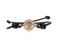 Versace - Medusa '95 Crystal Leather Bracelet - Femme - Accessoires - Noir - Taille: ONE Size