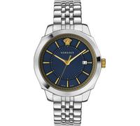 VERSACE Montre à affichage analogique bleu marine / or / argent, Taille One Size