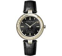 Versace Montre à Quartz Femme Mode Bracelet en Cuir Noir boîtier en Acier Inoxydable Affichage analogique Noir - VE2J00421