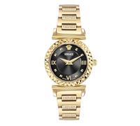 Versace - Montre analogique à quartz pour femme, acier recyclé, boîtier de 28 mm, bracelet en acier avec fermoir papillon, verre saphir, pile incluse, couleur dorée, 3 ATM