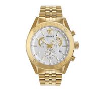 Versace - Montre analogique à Quartz pour Homme, Acier recyclé, boîtier de 44 mm, Bracelet en Acier avec Fermoir Papillon, Verre Saphir, Chrono, Pile Incluse, Couleur Bicolore Or, 5 ATM